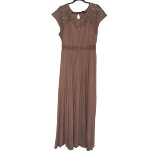 Torrid Lace Yoke Blush Pink Stretch Polyester Blend Maxi Dress Size 2X